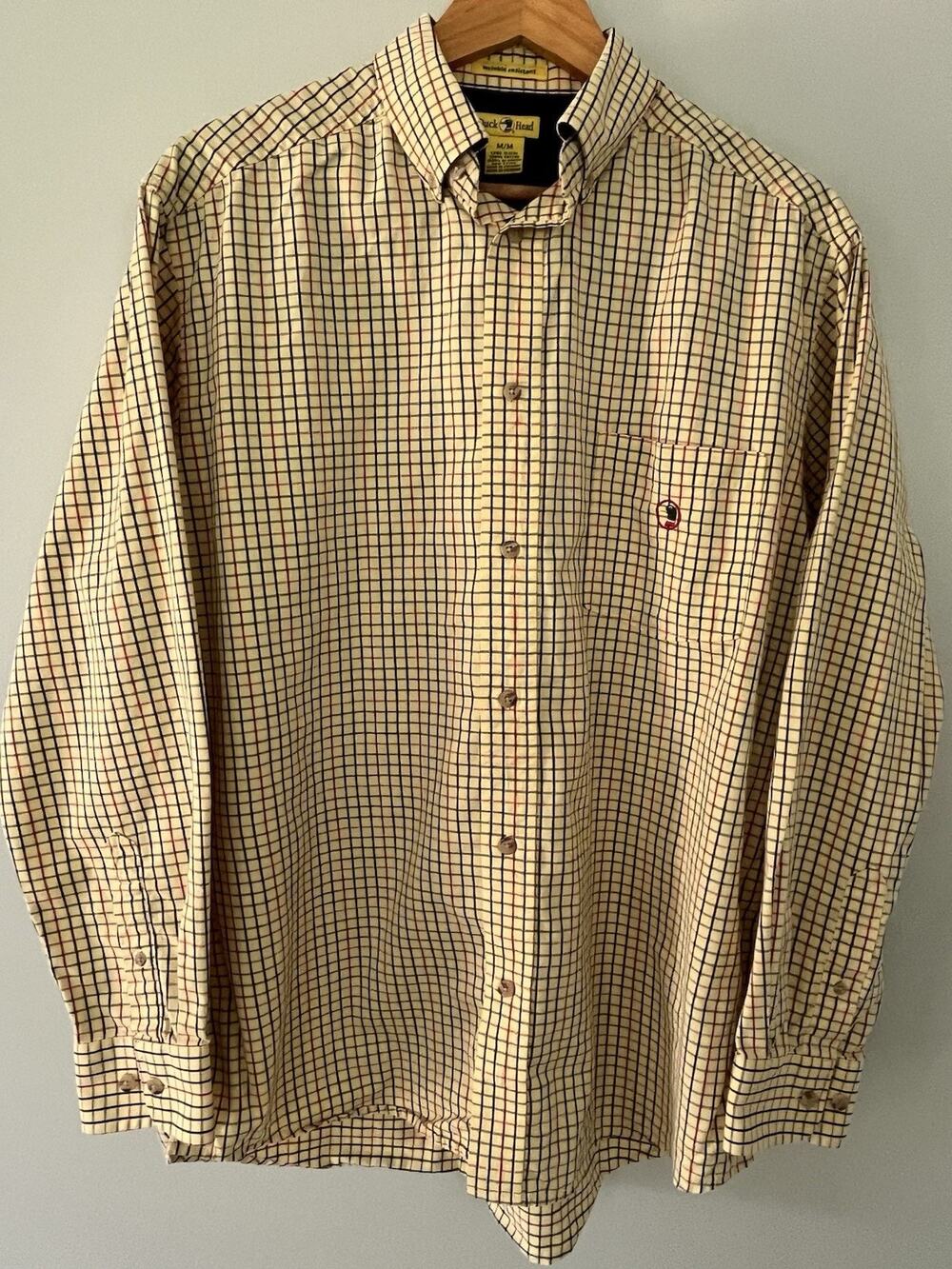 Duck Head Yellow Check Plaid Wrinkle Free Shirt Mens Medium